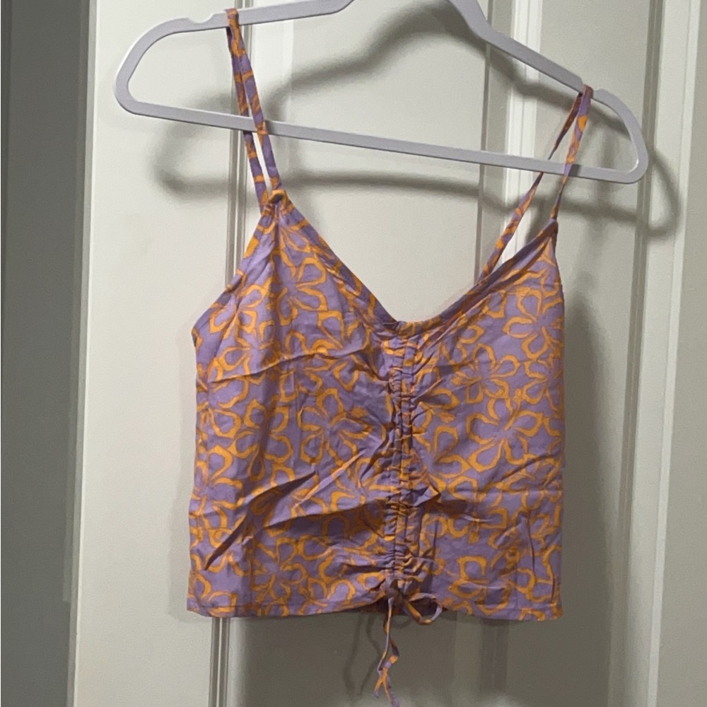 Roxy Purple Camisole Crop Top with Tie Front